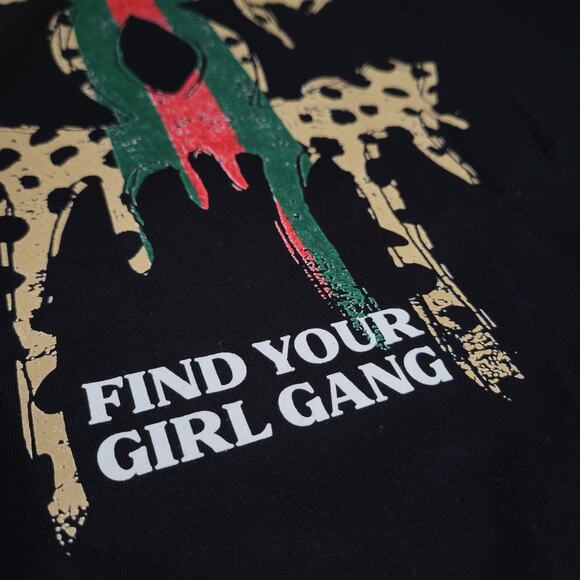 Designer-Ish Girl Gang Black Leopard Print Green Red V Neck Tee Shirt Top NEW 2X - Picture 5 of 6